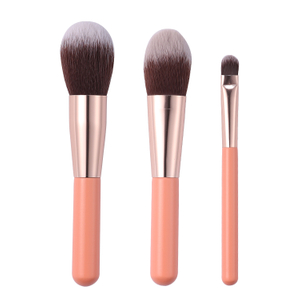 3Pcs Wooden Makeup Brushes Set